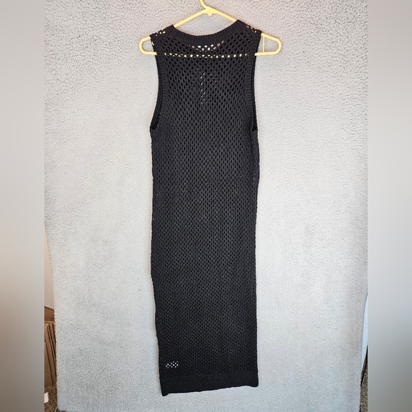 Open Edit Womens Maxi Open Knit Dress Sz XS Black Sleeveless Beach Fun Vacation - Picture 7 of 10